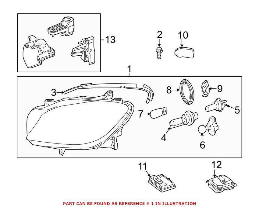 Mercedes Headlight Assembly - Driver Side (Halogen) 1668205259